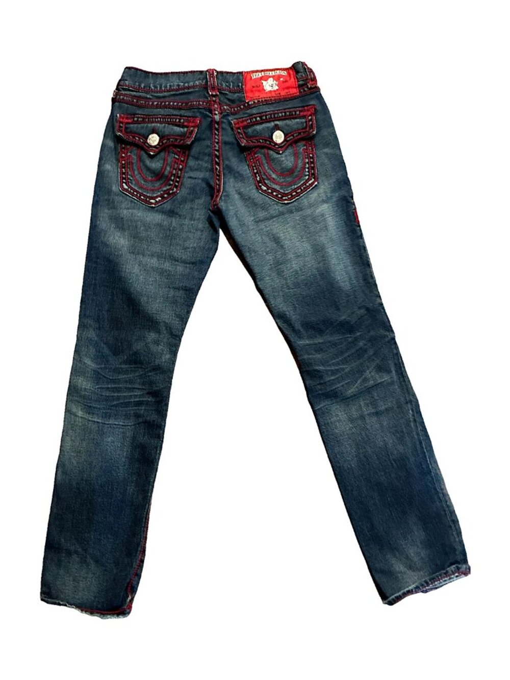 True Religion World Tour Mens 32 Red Super T Stitch Jeans